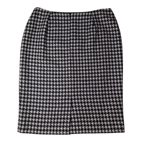 Houndstooth Wool Pencil Skirt By Charles Gray London Size 10 Old Money Academia - Picture 2 of 8